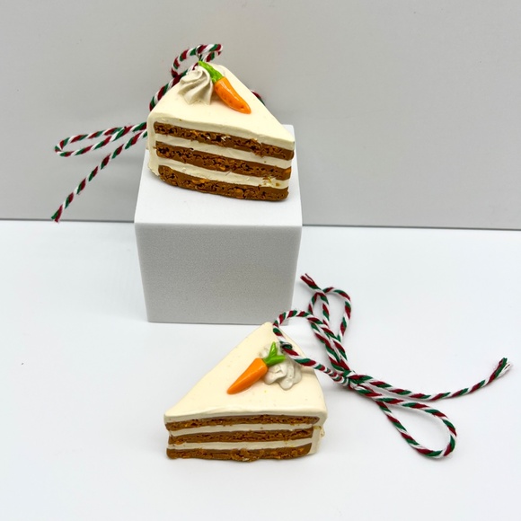 Carrot Cake Slice Christmas Ornament – Handmade Clay Layer Cake - Food Ornament - Picture 3 of 8